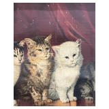 Framed Vintage Cat Print with Ornate Gold Frame
