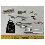 Vintage Aviation Collectibles and Airline Flatware Lot