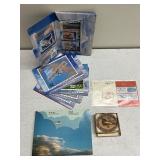 Aviation Collectibles Lot: Stamps, Jumbo Postcards, and Eastern Airlines Plaque