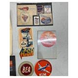 Collection of Vintage Aviation Labels, Stickers, and Ephemera Including KLM and National Air Races