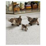 Cat Figurine Collection with Glass Display Case and Animal Figurines