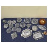 Collection of Vintage Pressed Glass Dishes, Trays, and Bowls