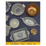 Collection of Vintage Pressed Glass Dishes, Trays, and Bowls