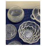 Collection of Vintage Pressed Glass Dishes, Trays, and Bowls