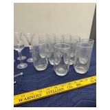 Assorted Glassware Set with Etched Designs and Bar Accessories