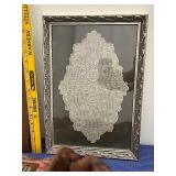 Vintage Kneeter Furs Stole with Framed Photograph and Framed Lace Doily