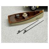 Vintage Model Set with Fishing Truck, Rowboat, and Roadster