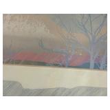 Framed Art Print with Pastel Landscape Scenic, Signed Sullivan