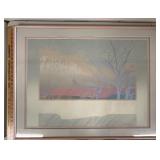 Framed Art Print with Pastel Landscape Scenic, Signed Sullivan