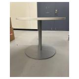 Modern Round White Table with Silver Base