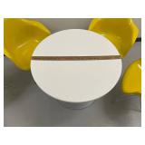 Modern Round White Table with Silver Base