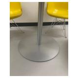 Modern Round White Table with Silver Base