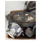 Assorted Silver Plated Items with Corbell & Company Dish