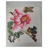 Set of 3 Japanese Art Paintings & Prints with Scenic and Floral Designs