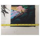 Set of 3 Japanese Art Paintings & Prints with Scenic and Floral Designs