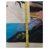 Set of 3 Japanese Art Paintings & Prints with Scenic and Floral Designs