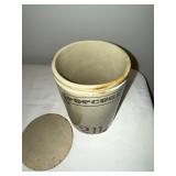 Antique English Lidded 2 lb Stoneware Popcorn Crock