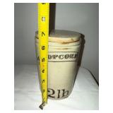 Antique English Lidded 2 lb Stoneware Popcorn Crock