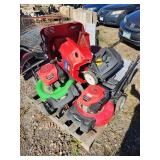 Assorted Gas Push Lawn Mowers for Parts or Repair