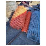 Lot of Construction and Fencing Material Rolls Including Wire Mesh and Safety Barrier