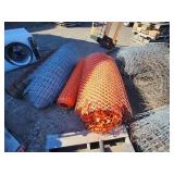 Lot of Construction and Fencing Material Rolls Including Wire Mesh and Safety Barrier