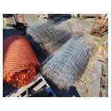 Lot of Construction and Fencing Material Rolls Including Wire Mesh and Safety Barrier
