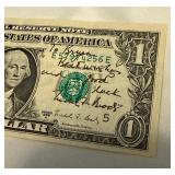 Nicholas F. Brady Secretart of the Treasury Signed $1 Bill