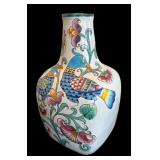 P - Hand-Painted Ceramic Vase with Birds and Floral Motif by Country Floors