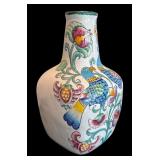 P - Hand-Painted Ceramic Vase with Birds and Floral Motif by Country Floors