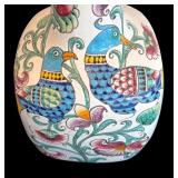 P - Hand-Painted Ceramic Vase with Birds and Floral Motif by Country Floors