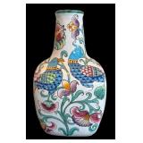 P - Hand-Painted Ceramic Vase with Birds and Floral Motif by Country Floors