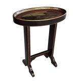 P - Vintage Oval Accent Table with Historic Scene