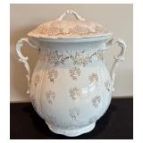 P - Vintage Homer Laughlin Chamber Pot and Basin with Gold Floral Pattern