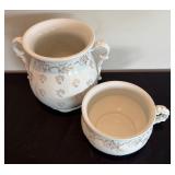 P - Vintage Homer Laughlin Chamber Pot and Basin with Gold Floral Pattern