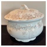 P - Vintage Homer Laughlin Chamber Pot and Basin with Gold Floral Pattern