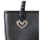 P - Brighton Black Leather Bucket Handbag with Braided Straps