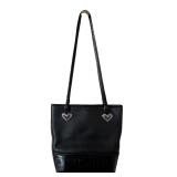 P - Brighton Black Leather Bucket Handbag with Braided Straps