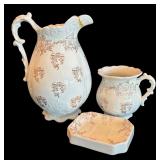 P - Vintage Homer Laughlin Pitcher, Soap Dish, and Pitcher