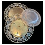 P - Set of 3 Decorative Candle Plates with Etched Glass and Crystal Accents