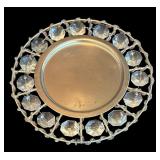 P - Set of 3 Decorative Candle Plates with Etched Glass and Crystal Accents