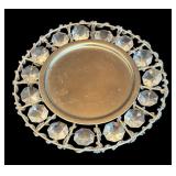 P - Set of 3 Decorative Candle Plates with Etched Glass and Crystal Accents