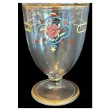 Vintage Glass Candy Dish / Hand-Painted Glass Apothecary Jar Floral Design