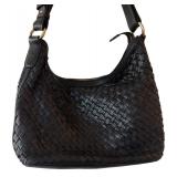 P - Cole Haan Black Woven Leather Shoulder Handbag