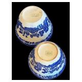 P - Set of 2 Vintage Blue and White English Nesting Bowls