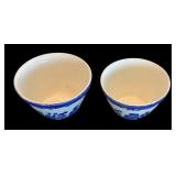 P - Set of 2 Vintage Blue and White English Nesting Bowls
