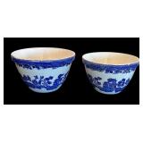 P - Set of 2 Vintage Blue and White English Nesting Bowls