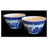 P - Set of 2 Vintage Blue and White English Nesting Bowls