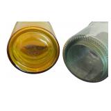 P - Two Clear Glass Vases with Striped Inserts