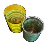 P - Two Clear Glass Vases with Striped Inserts