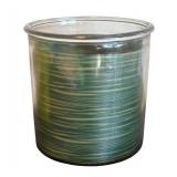 P - Two Clear Glass Vases with Striped Inserts